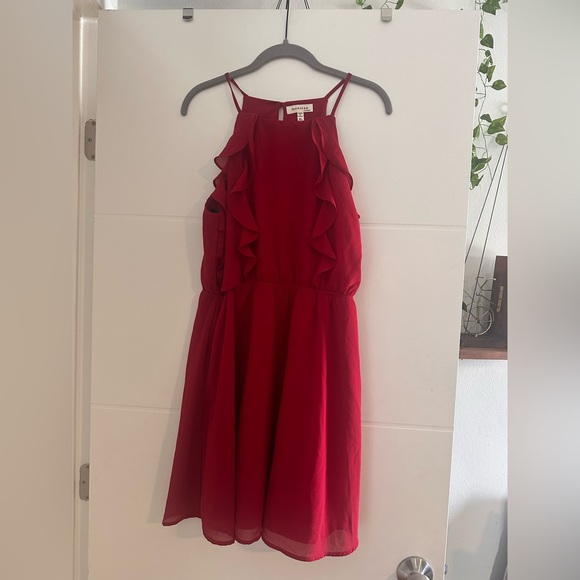 Monteau Red Ruffle Kids Dress - Picture 1 of 4